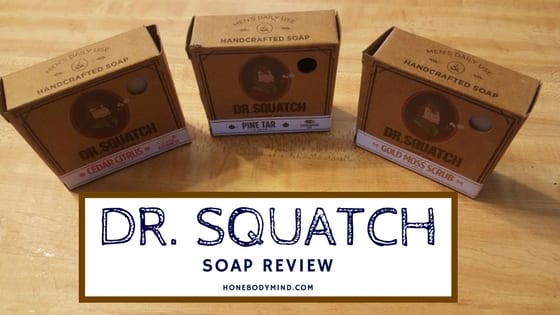 dr. squatch three different soap in boxes