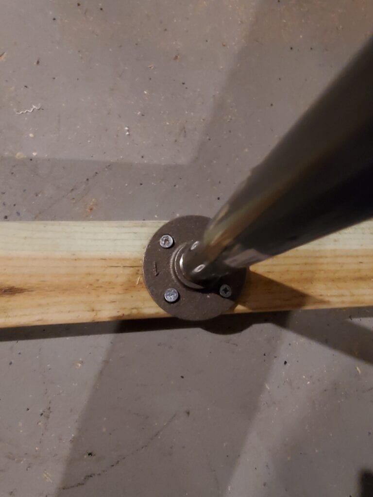 floor flange and 2x4