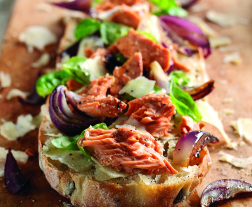 salmon and lettuce on toast